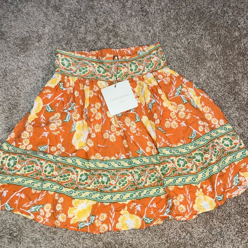 Orange Floral Skirt